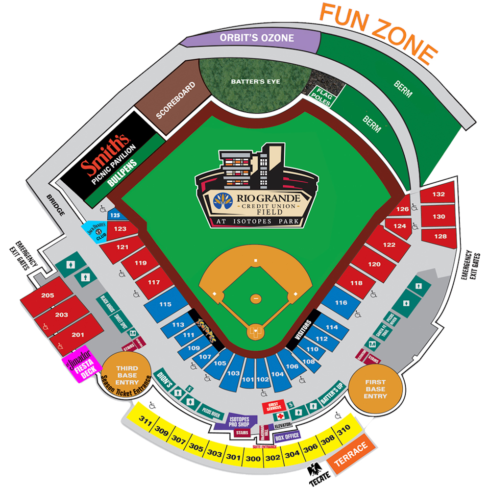 Seating Chart Isotopes Park Albuquerque, New Mexico